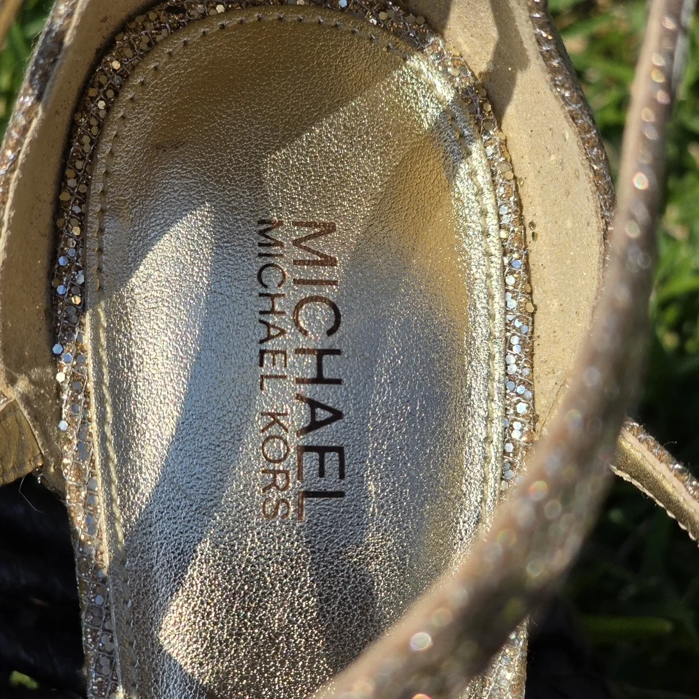 Michael Kors Gold Glitter Heels Sz9
